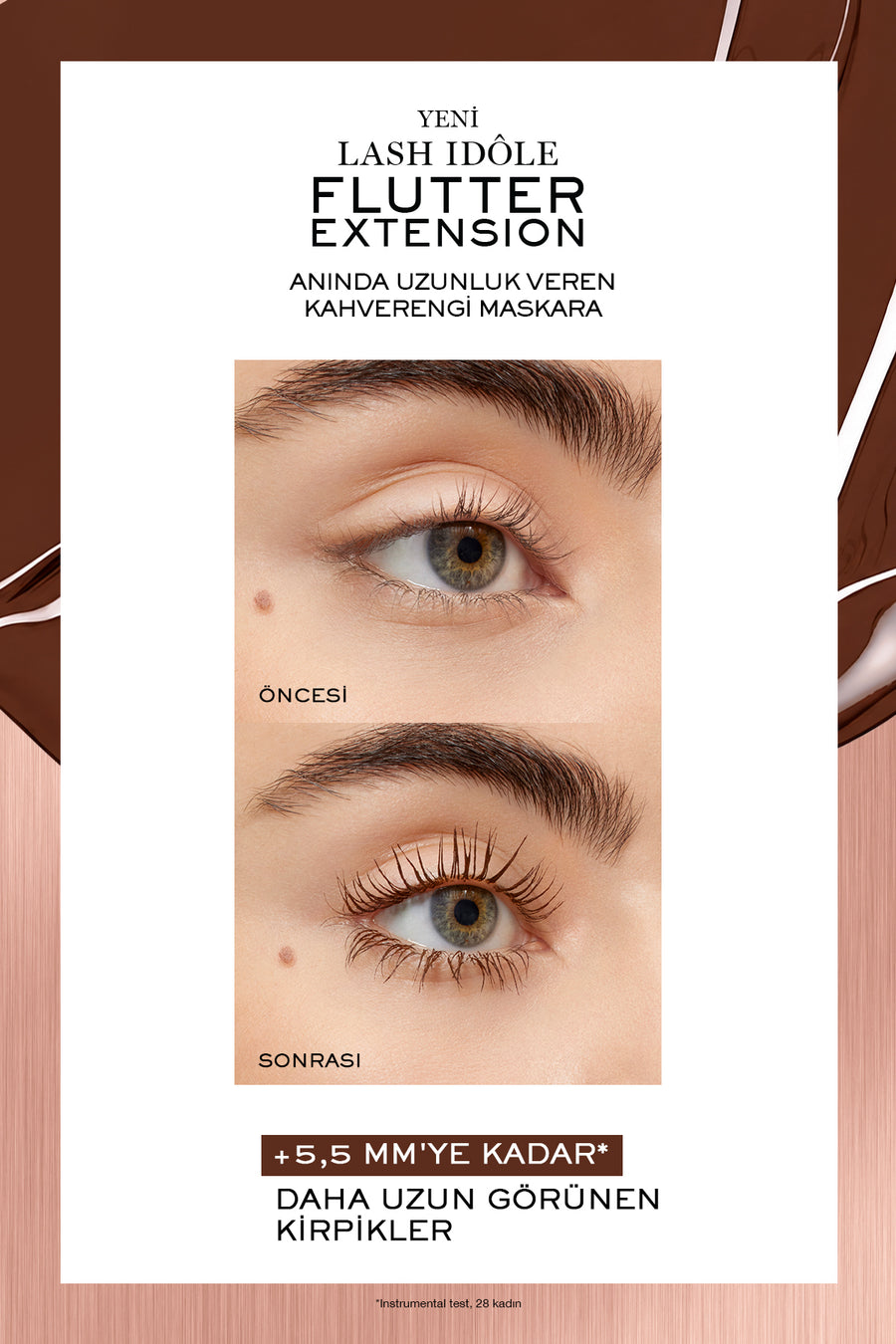 Lancome Lash Idôle Flutter Extension Uzun Kirpik Görünümü Veren Kahverengi Maskara 8.5ml 3614274831573