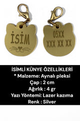 CARAMELOS İSİMLİ KEDİ TASMASI KEDİ İSİMLİK KİŞİYE ÖZEL-EKO SERİSİ - Gri