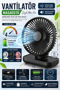nextbuy Mini Soğutucu Vantilatör Type-C Şarjlı Masa Üstü Fan Taşınabilir 4 Mod Hız Ayarlı Pervane