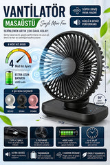 nextbuy Mini Soğutucu Vantilatör Type-C Şarjlı Masa Üstü Fan Taşınabilir 4 Mod Hız Ayarlı Pervane