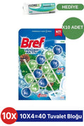 Bref Power Aktiv Çam Triopac Tuvalet Bloğu X10 ADET + Çöp Poşeti Hediye