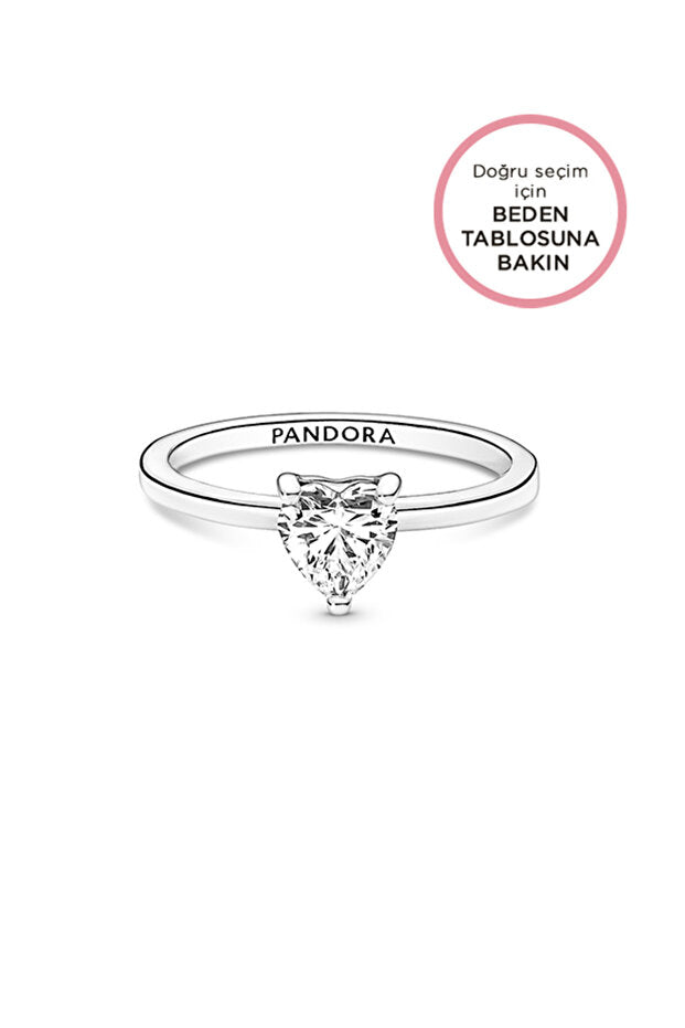 Pandora Işıltılı Kalp Tektaş 925 Ayar Gümüş Yüzük