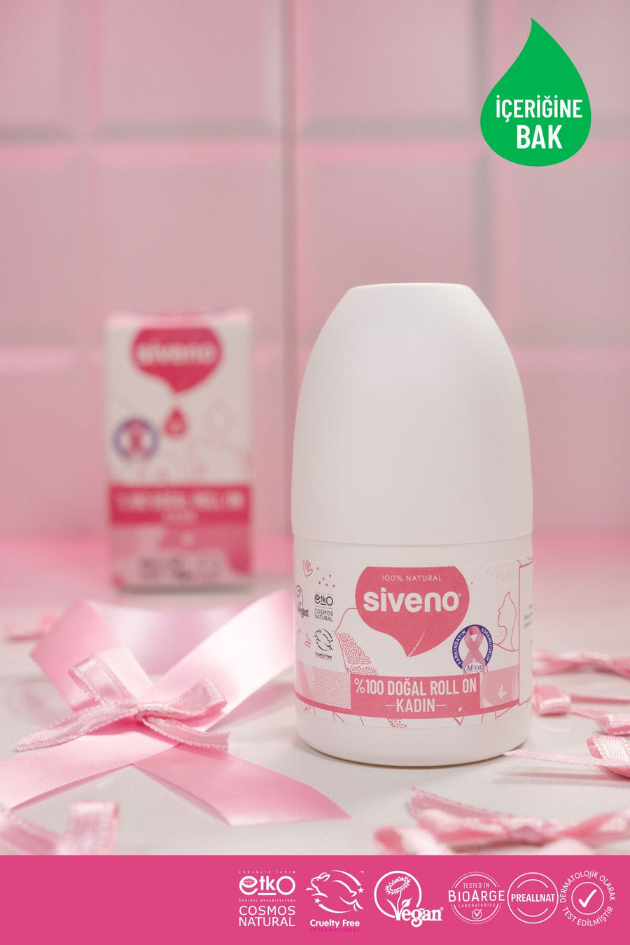 Siveno %Doğal Roll-on Kadın Deodoranter Kokusu Önleyici Bitkiseleke Bırakmayan Vegan ml