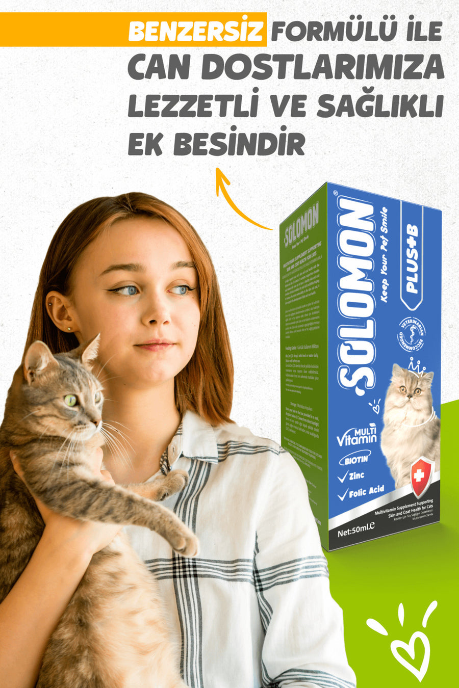 Solomon Kediler Için Tüy Sağlığını Destekleyici Multivitamin