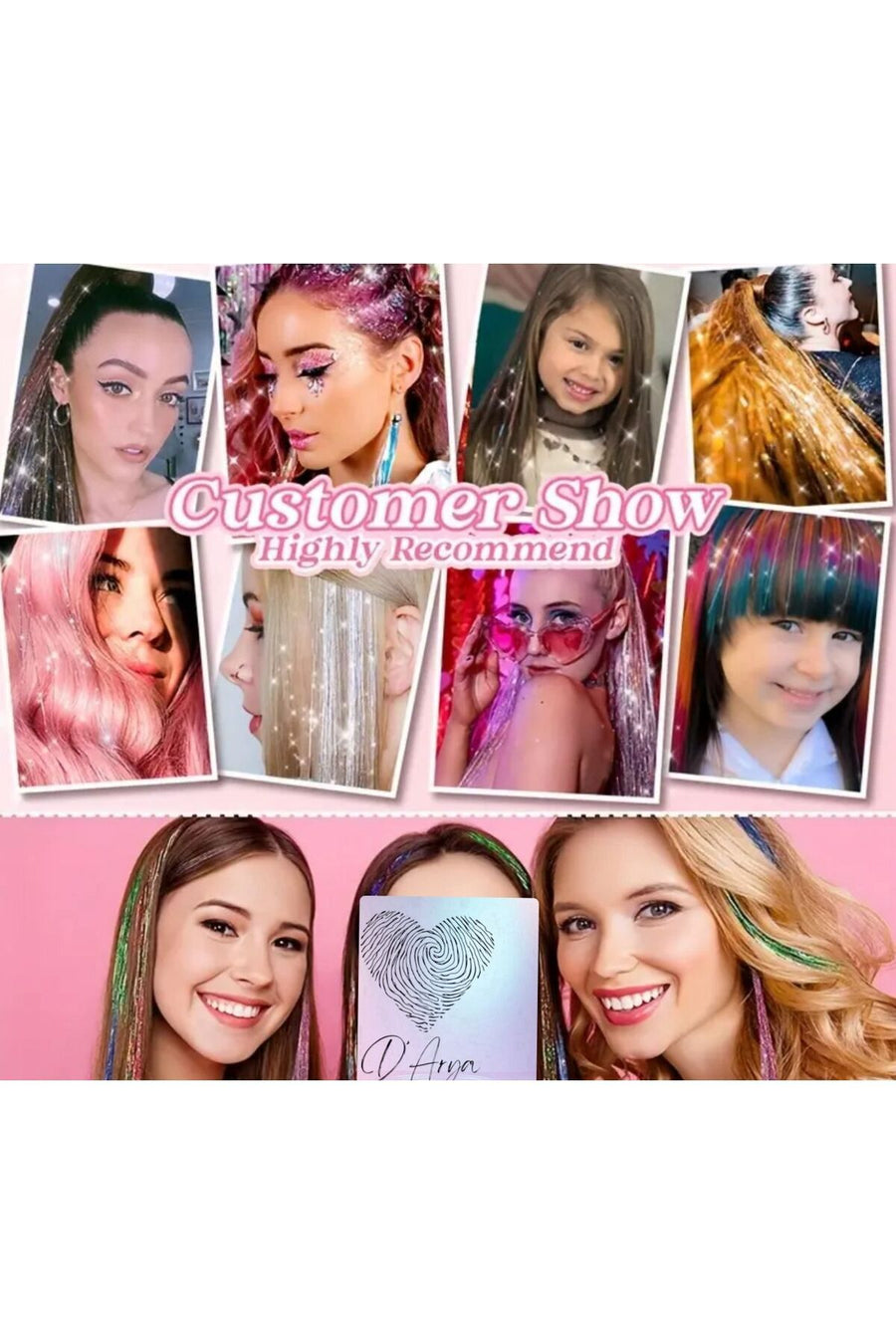 Darya DD283 Işıltılı Hair Tinsel Saç Simi Açık pembe HT09