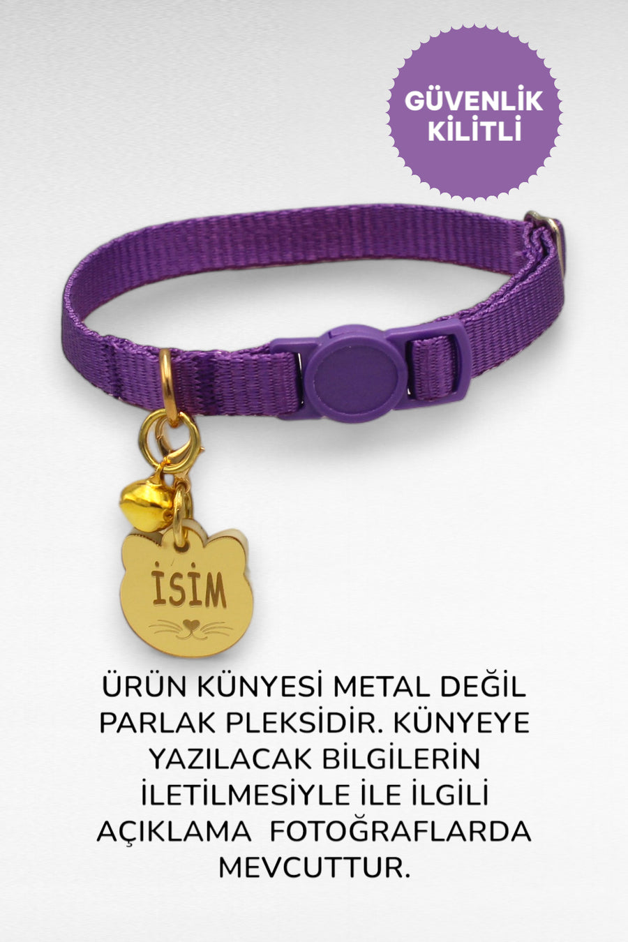 CARAMELOS İSİMLİ KEDİ TASMASI KEDİ İSİMLİK KİŞİYE ÖZEL-EKO SERİSİ
