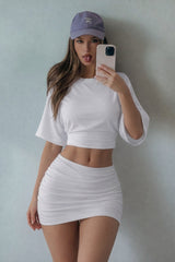 COMBİNE MİCHAİL Kadın Yarasa Kollu Basic Dar 3 Lü Crop Bluz - Bordo