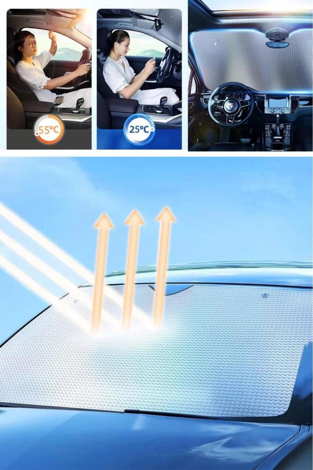 Kingstar 140 X 70 Cm Araba Ön Cam Güneşlik Cam Güneşliği Otomobil Güneşlikleri Araç Gölgelik Oto Içi Vantuzlu - #08B449 6