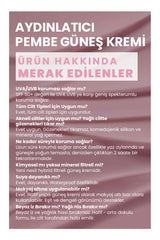 Bade Natural 50 Spf+ Aydınlatıcı Pembe Güneş Koruyucu Krem 30 ml