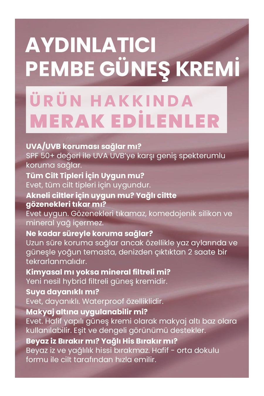 Bade Natural 50 Spf+ Aydınlatıcı Pembe Güneş Koruyucu Krem 30 ml