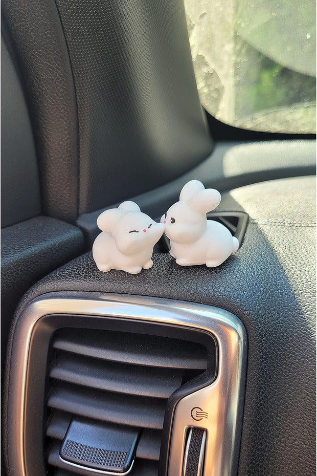 Genel Markalar Tatlı Tavşan Çift Sert Plastik Araba Süsü, Çift Hediye, Minik Süs, Tavşan Çift