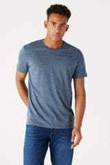 AC&Co / Altınyıldız Classics Erkek/unisex Beyaz %100 Pamuk Slim Fit Dar Kesim Bisiklet Yaka Basic Tişört - Gri