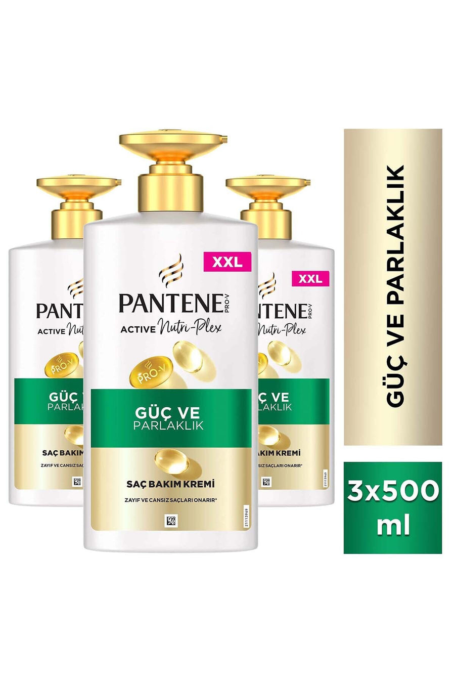 Pantene Guc Ve Parlaklik Sac Bakim Kremi 3 Adet 500 Ml