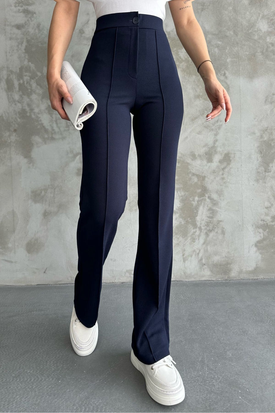 macharel jeans Kadın Siyah Yüksek Bel Toparlayıcı Ispanyol Paça Palazzo Pantolon - Kahve