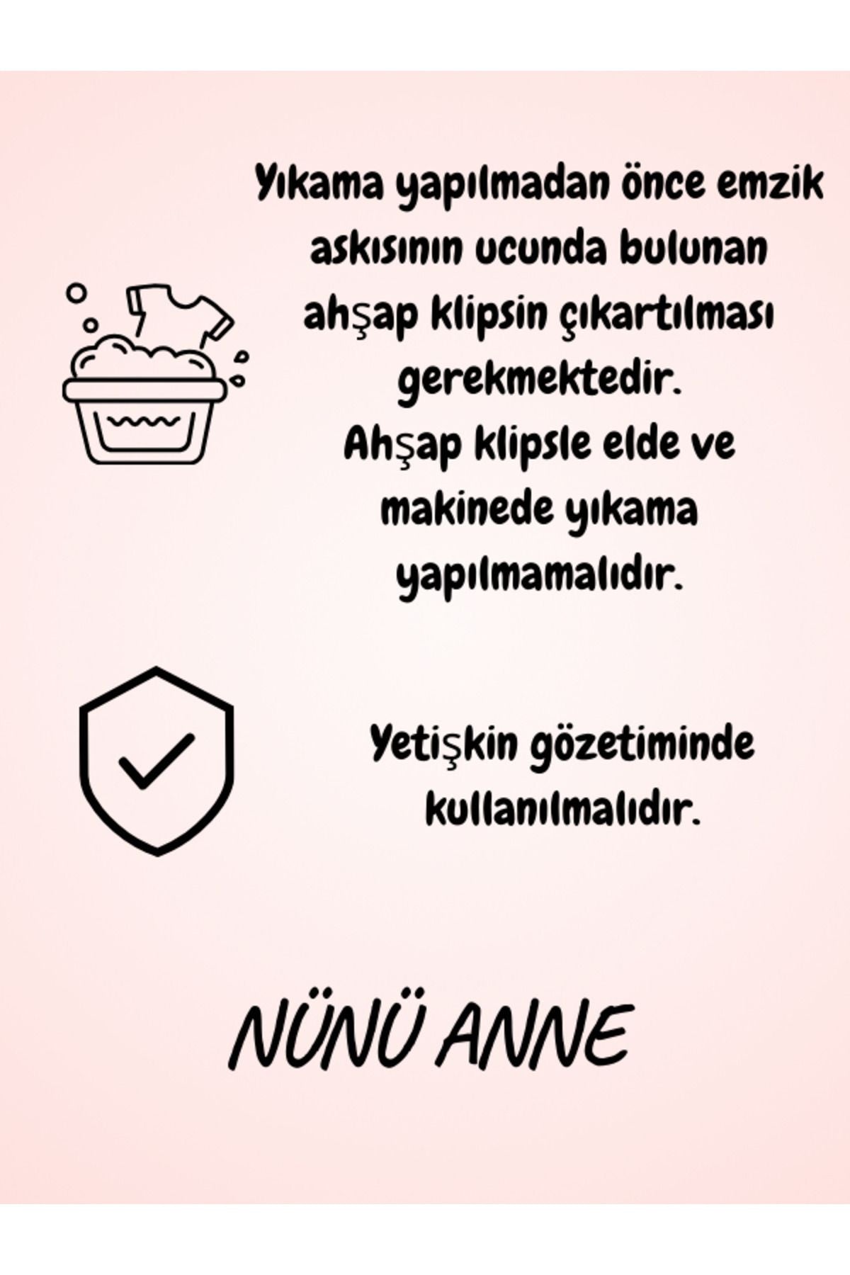 NÜNÜ ANNE 'lü Ahşap Klipsi Bebek Emzik Askısı , Bebek Emzik Tutacağı, Emzik Zinciri