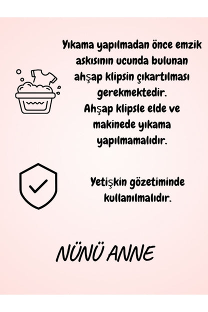 NÜNÜ ANNE 'lü Ahşap Klipsi Bebek Emzik Askısı , Bebek Emzik Tutacağı, Emzik Zinciri