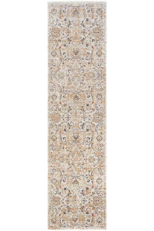 Cool Halı Hanedan Krem Klasik Desenli Çiçekli Yolluk Otantik Bohem Vintage Koridor Giriş Uzun Antre Hol Halısı - Hanedan
