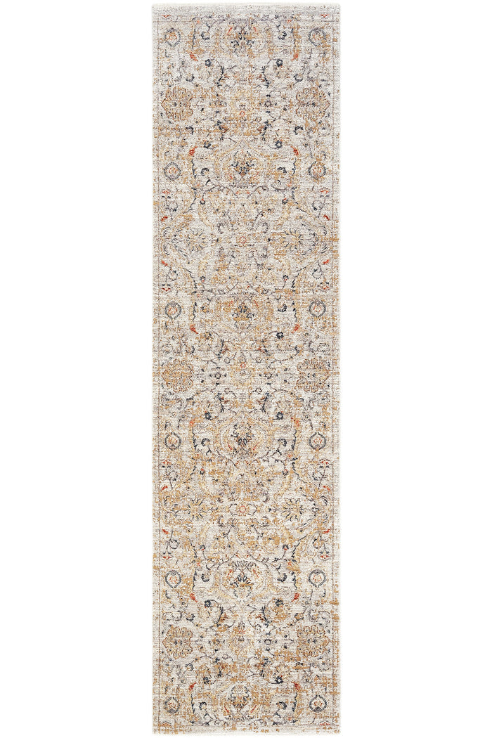 Cool Halı Hanedan Krem Klasik Desenli Çiçekli Yolluk Otantik Bohem Vintage Koridor Giriş Uzun Antre Hol Halısı