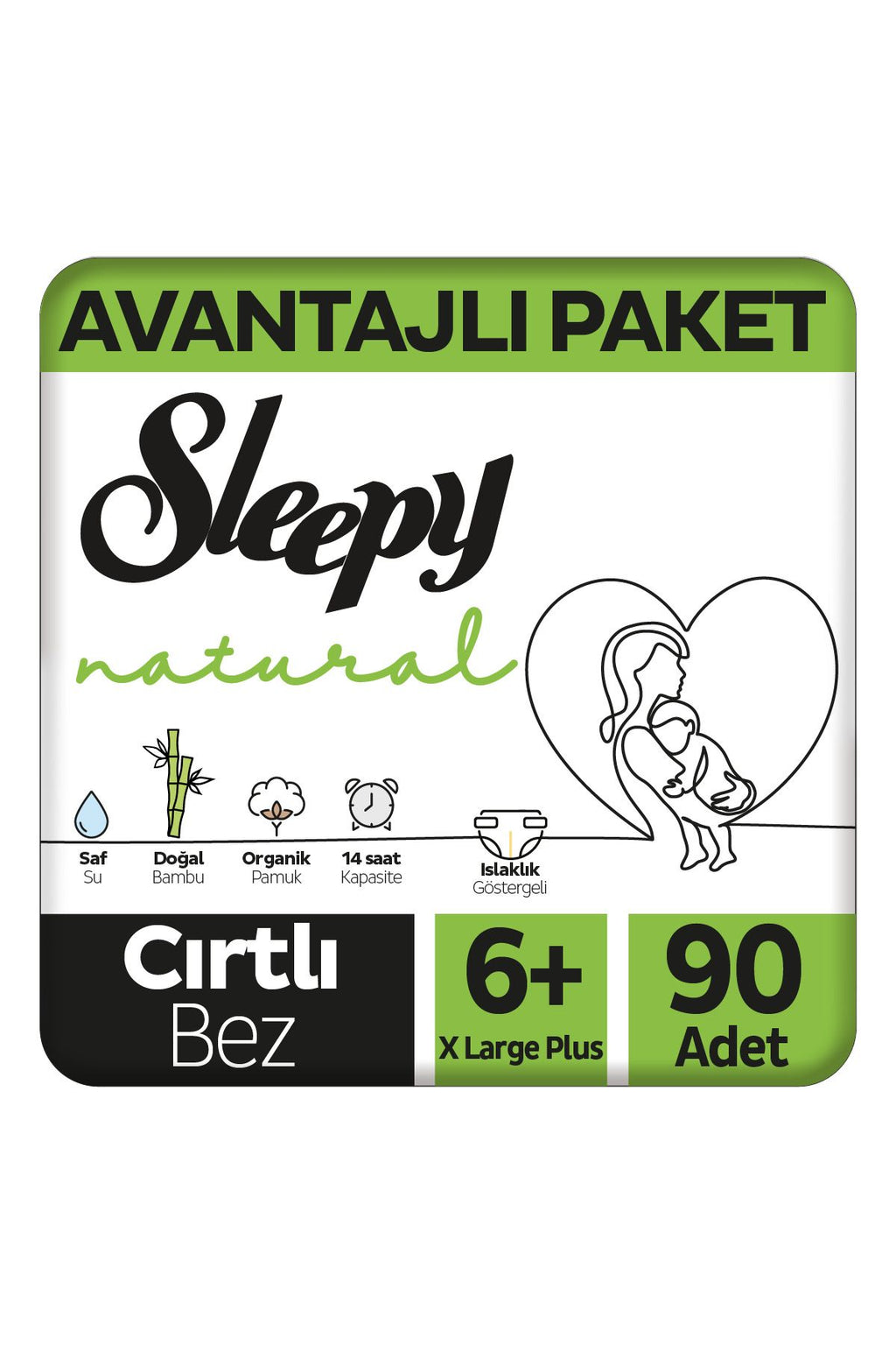 Sleepy Natural Avantajlı Paket Bebek Bezi + Numara Xlarge Plus Adet