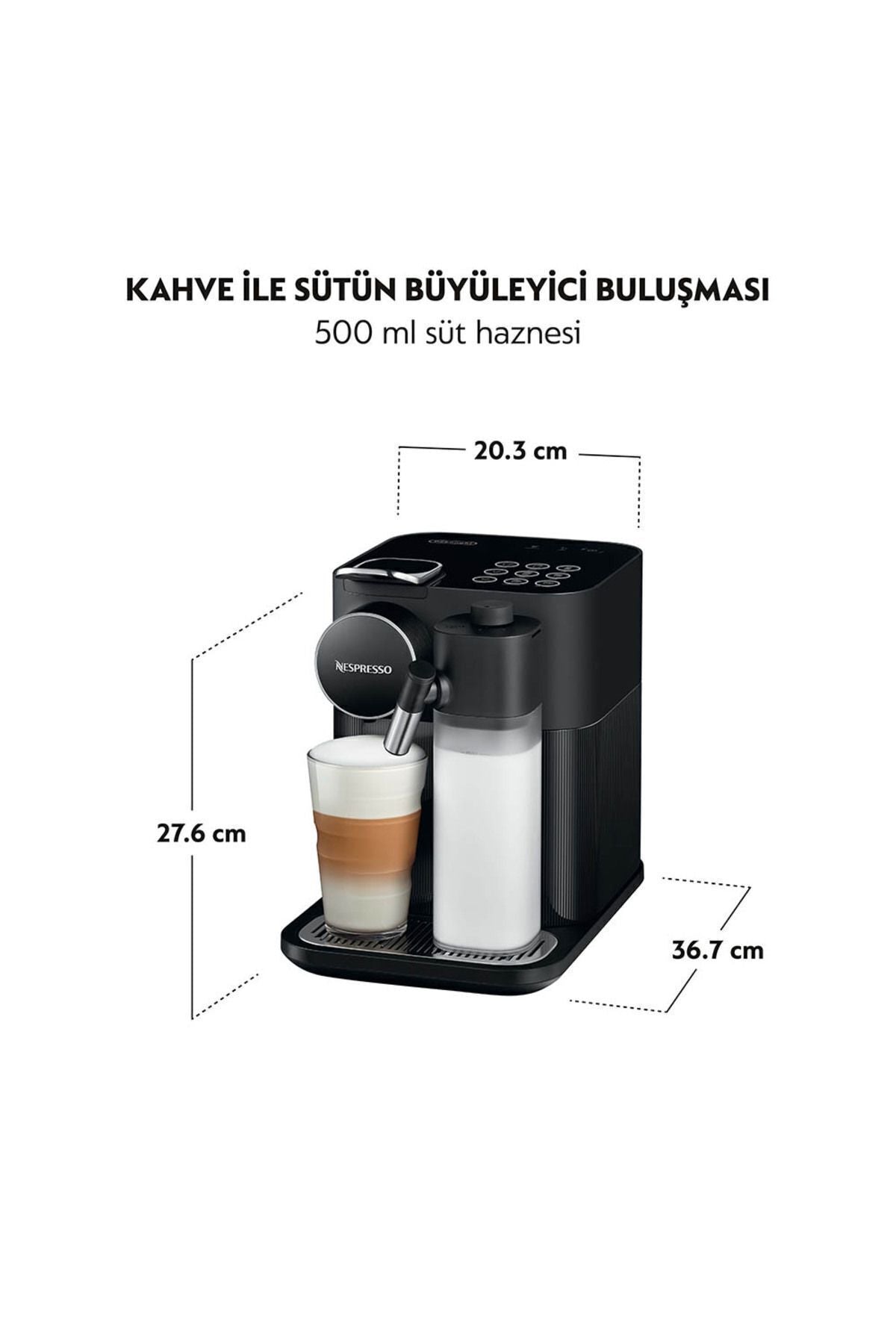 Nespresso FGran Latissima Süt Çözümlü Kahve Makinesi, Siyah
