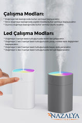Nazalya 400 ml Ultrasonik Hava Nemlendirici Buhar Makinesi Ve Aroma Difüzörü - Gri Renk