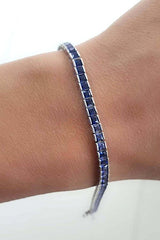 OSESHOP Ametist ve safir taşlı 925ayar gümüş ıtalyan tasarimi su yolu bileklik ( kalınlık 3 mm )