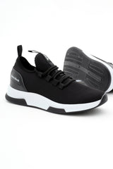 Tonny Black Unisex Siyah Beyaz Nefes Alabilen Kumaş Poli Taban Bağcıklı Spor Ayakkabı - Siyah Beyaz