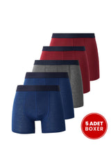 Tudors Erkek 5'li Pamuklu Likralı Esnek Kumaş Boxer - Siyah