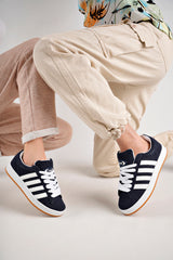 Freemax Spor Sneaker Ayakkabı Siyah Beyaz - Lacivert