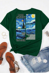 uyguntarz Unisex Van Gogh Baskılı Oversize Tshirt - Yeşil
