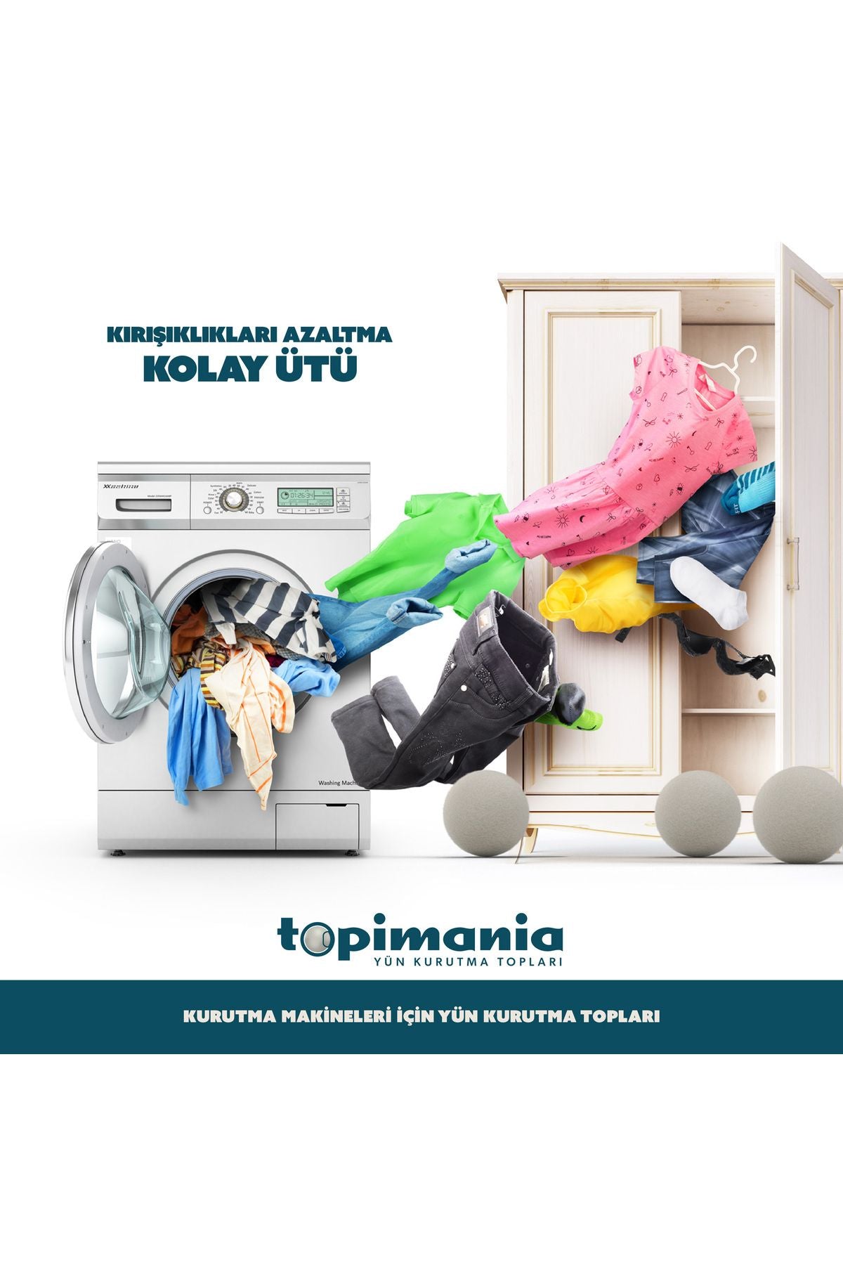 Topimania Yün Kurutma Topları Adet Xxl Çamaşır Yün Kurutma Topu- Adet ml Esans - Kurutmakinesiçin - Görsel 5