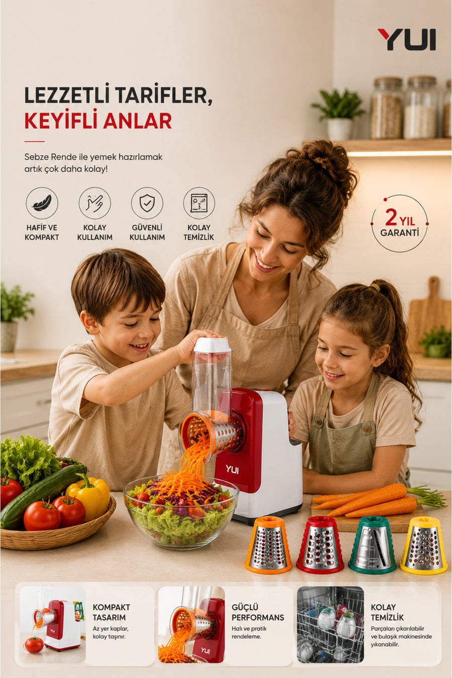 Yui Qcv-326 5'i 1 Arada Otomatik Doğrayıcı-rende- Dilimleme Makinesi