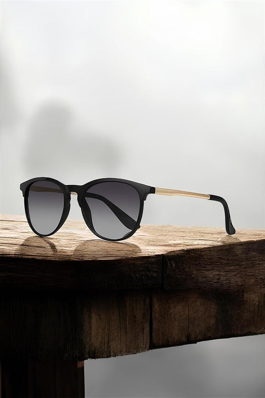 Eyesofia Tamela Kemik Oval Unisex Siyah Metal Sap Güneş Gözlüğü