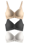 Cottonhill Seamless Bra - Pure | Lazer Kesim Dikişsiz Ayarlanabilir Askılı Balensiz Kadın Sütyen 3'lü Paket - Kahverengi