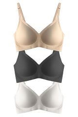 Cottonhill Seamless Bra - Pure | Lazer Kesim Dikişsiz Ayarlanabilir Askılı Balensiz Kadın Sütyen 3'lü Paket - Kahverengi