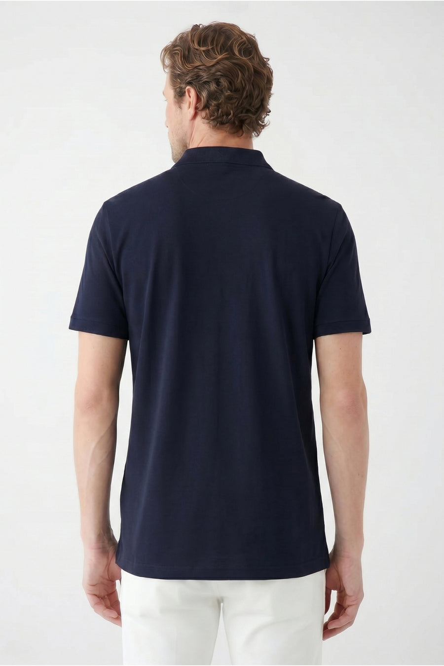 Kiğılı Polo Yaka Regular Fit Nakışlı Pamuklu Tişört - Siyah