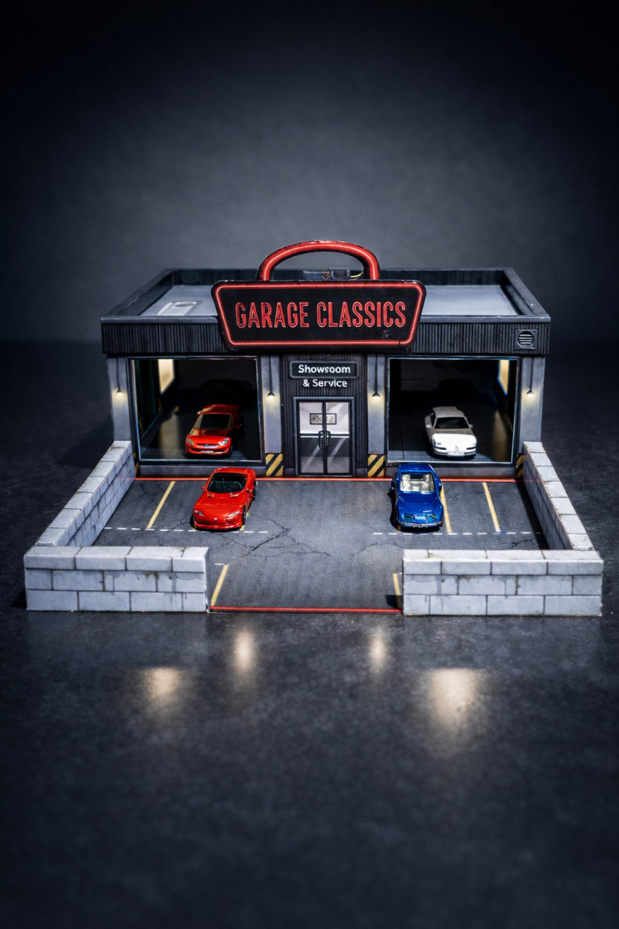 PAPER 1:64 Ölçek Modern Oto Galerisi Maketi – Kendin Yap Papercraft Diorama | Seri 1