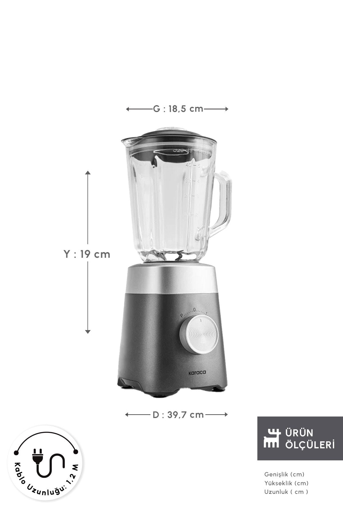 Karaca Multiblend Smoothie Blender Gri w - Görsel 2