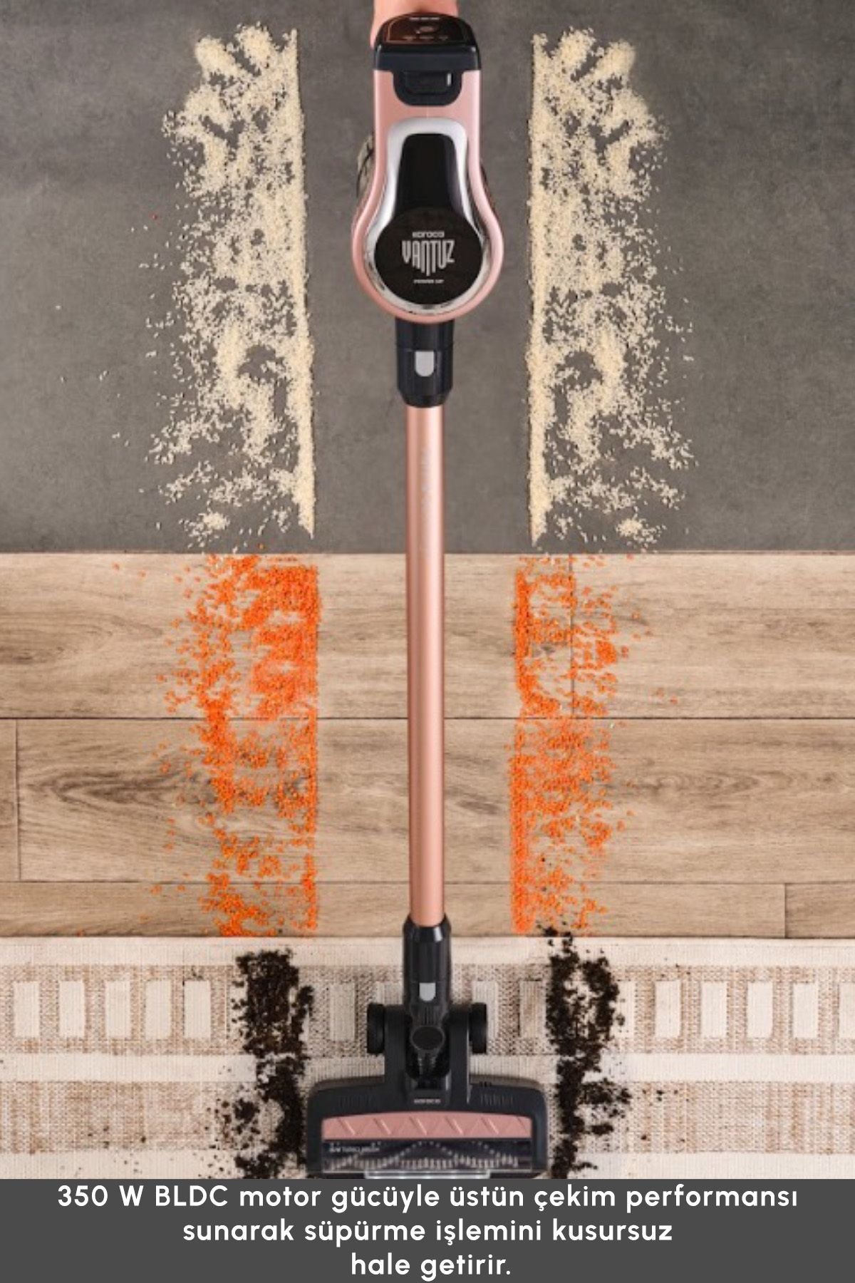 Karaca Vantuz Power Up Dikey Süpürge Rosegold - Görsel 3