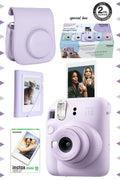 Fujifilm Instax Mini 12 Lila Fotoğraf Makinesi-10'lu Film-Mini Albüm ve Deri Kılıf Seti - Lila