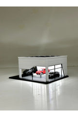 Butik 1/64 Ölçekli Beyaz Renk Ledli Showroom Tasarımlı Diorama Araç Sergileme Garajı 3D Baskı