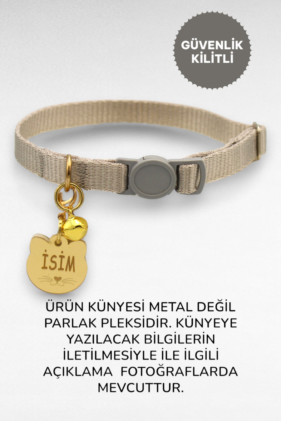 CARAMELOS İSİMLİ KEDİ TASMASI KEDİ İSİMLİK KİŞİYE ÖZEL-EKO SERİSİ