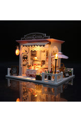 NoviHobby Düşler Çikolatası 3D Puzzle Ahşap Minyatür Maket Kiti DIY Kendin Yap Led Işıklandırmalı Maket Ev