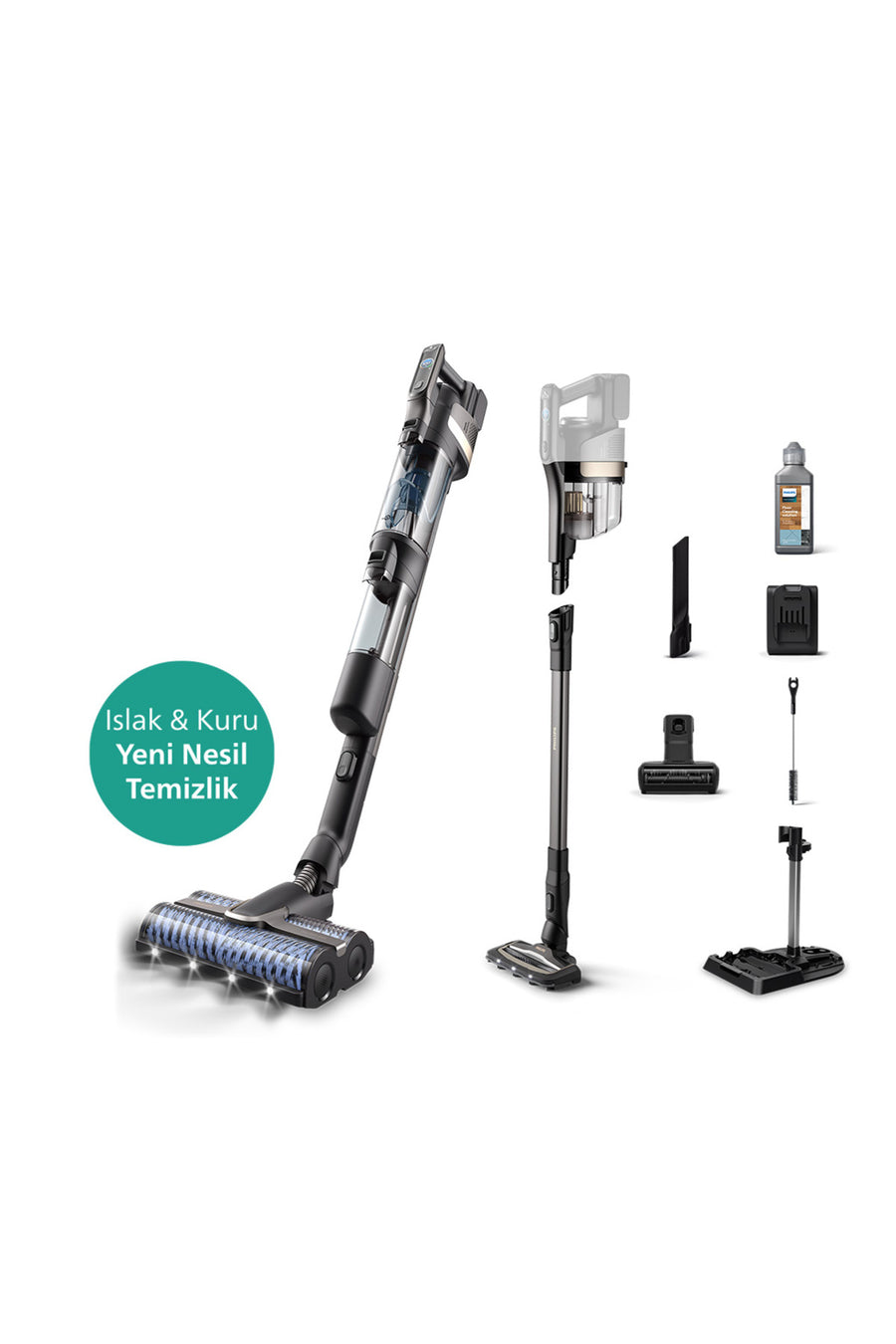 Philips 9000 Serisi AquaTrio Islak&Kuru Süpürge, Otomatik Temizleme, AquaSpin, PowerCyclone Aqua, XW9463/11 - Siyah
