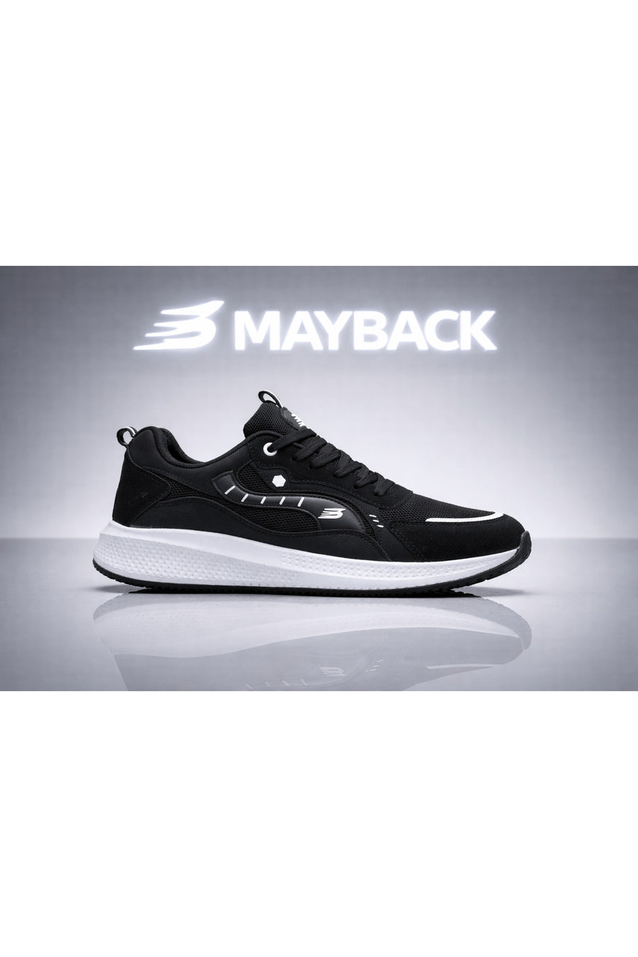 mayback Erkek Spor Günlük Yazlık Ortopedik Ayakkabı - Siyah-Beyaz