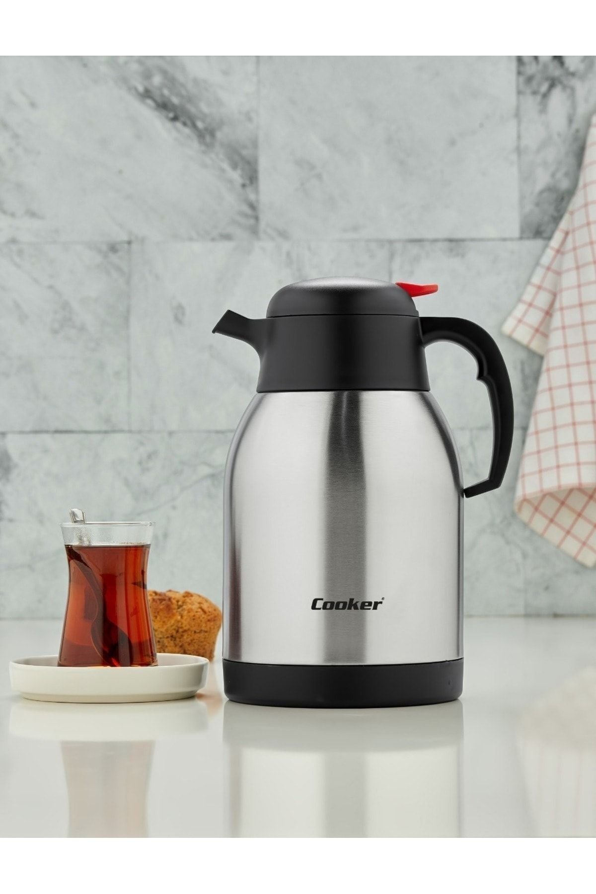 Cooker Litre Çift Kat Paslanmaz Çelik Termos -Saat Soğuk, -Saat Sıcak Tutma
