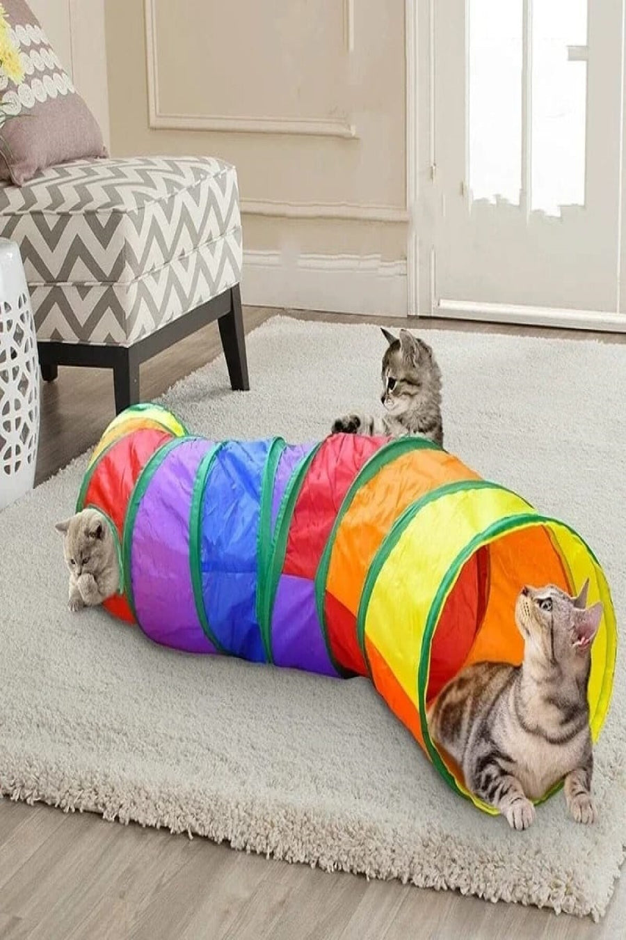 TİNEKE Düz Kedi Tüneli Katlanır Gökkuşağı Uzun Düz Kedi Köpek Oyun Tüneli Evcil Hayvan Oyun Tüneli 1 Adet