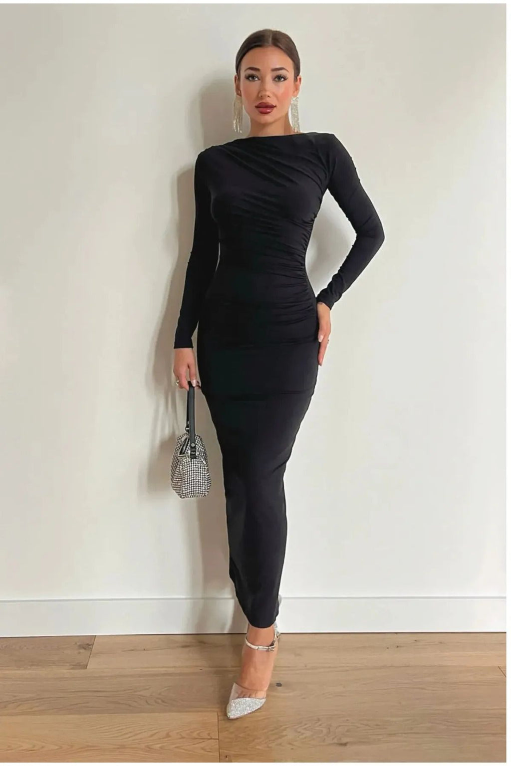 lumuteks Kadın Softouch Drape Detay Maxi Elbise