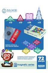 Go Toys Go Magnetic Series 72 Parça Manyetik Yapı Blokları Original - Mıknatıslı Manyetik Bloklar