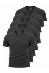Piano Luce Erkek 5’li Paket T-Shirt – Kısa Kollu Bisiklet Yaka Regular Fit – 5 Renk Seçenekli - Antrasit